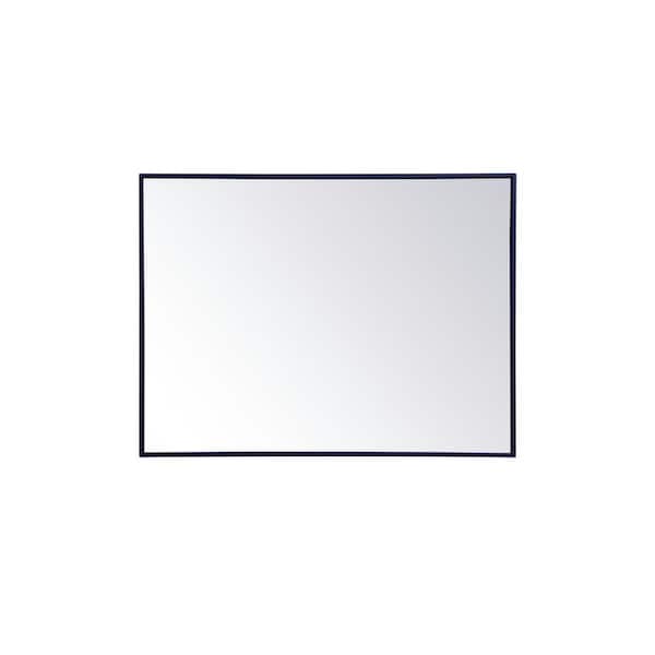 Unbranded Timeless Home 27 in. W x 36 in. H Midcentury Modern Metal Framed Rectangle Blue Mirror