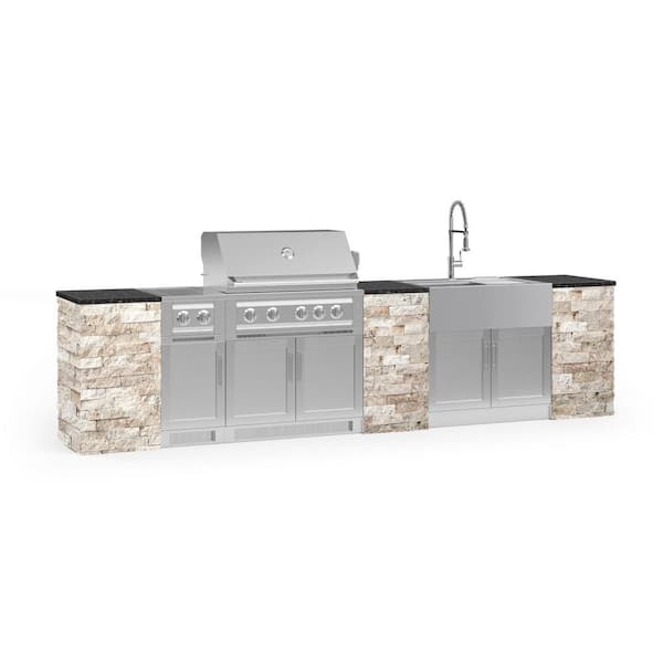 NewAge Products Signature Series 145.16 in. x 25.5 in. x 58.64 in. 11-Piece Outdoor Kitchen Cabinet Set with Liquid Propane 36 in. Grill