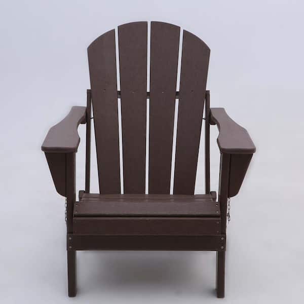 Sireck Dark Brown Waterproof Rust Resistant Folding Plastic Metal Outdoor Lounge Chair, Solid All-Weather HDPE Adirondack Chair