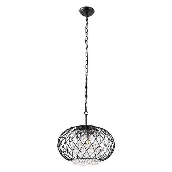 3-Light Industrial Black Pendant Light with Round Cage Shade, E12 Base, Non-Integrated for Dining Room and Kitchen