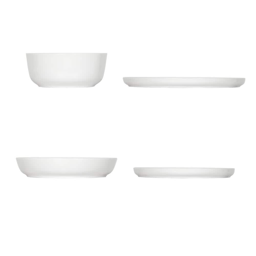 White Porcelain 16-Piece Round Dinnerware Set, Service for 4