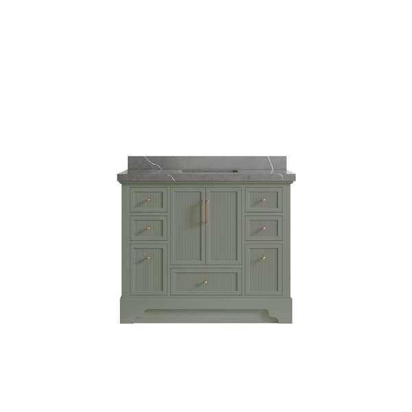 Willow Collections Alys 42 in. W x 22 in. D x 36 in. H Single Sink Bath Vanity in Evergreen with 2 in. Piatra Quartz Top