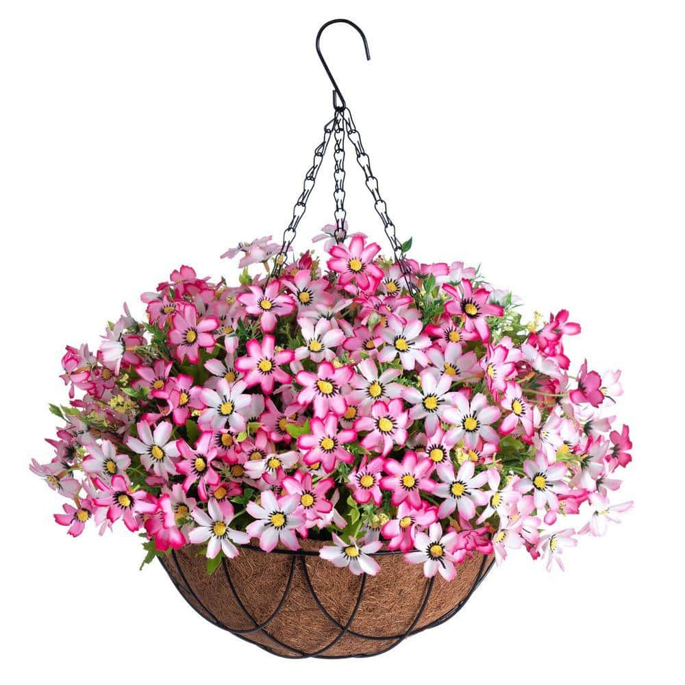 花飾り 19 .7 in. Pink Artificial Hanging Flowers Outdoors Indoors, Fake