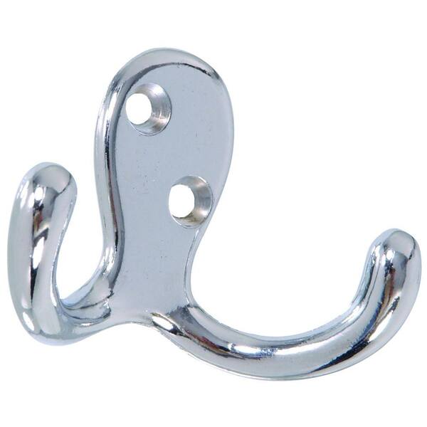 Hardware Essentials Double Clothes Hook in Chrome (5-Pack)