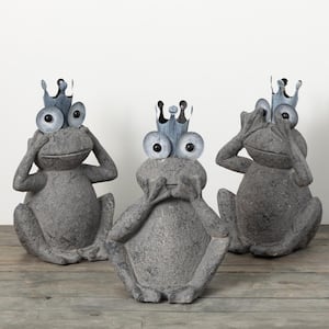 21 in. Sculptural Gray Textured Frogs (Set of 3)