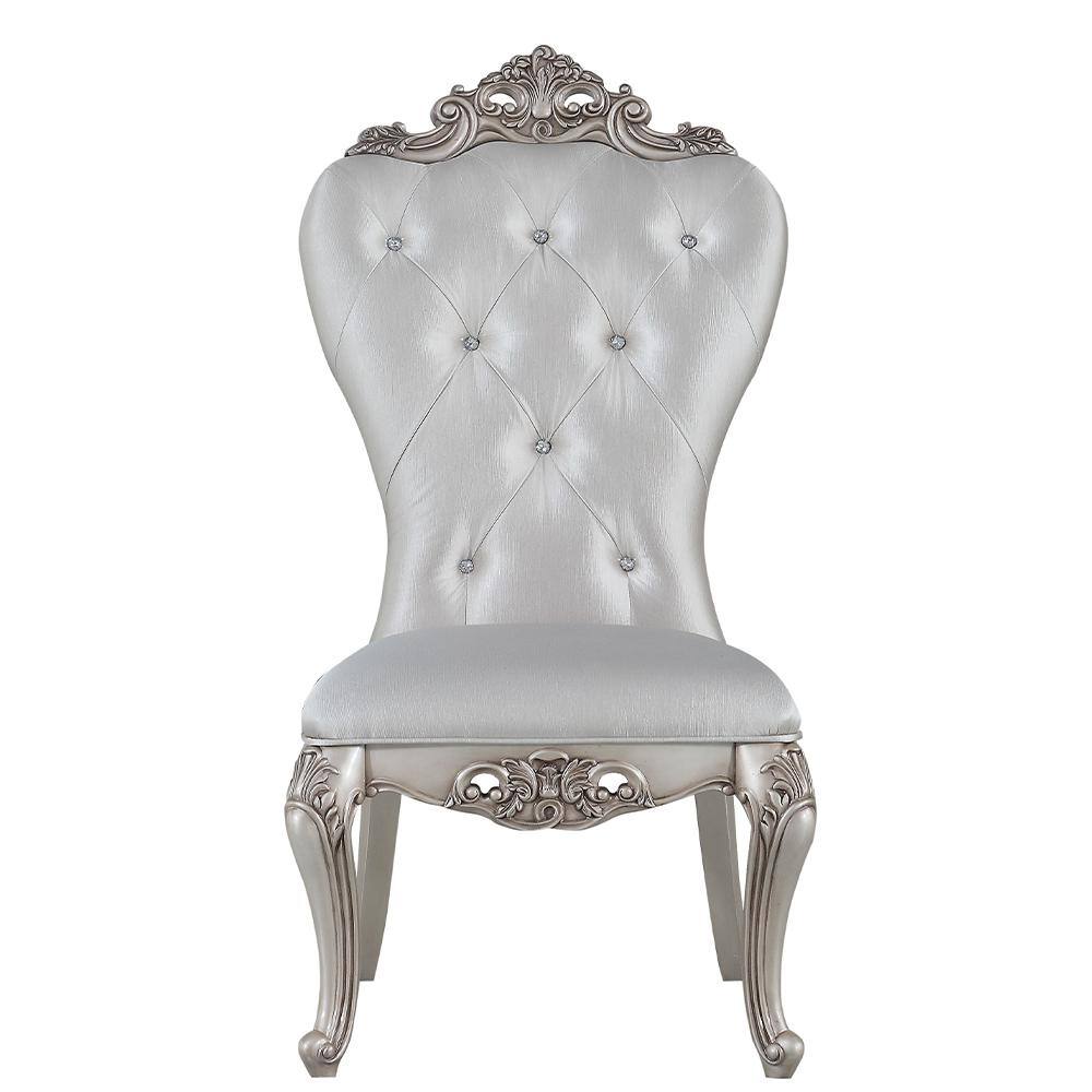Elegant Antique White and Cream Tufted Upholstered Side Chair