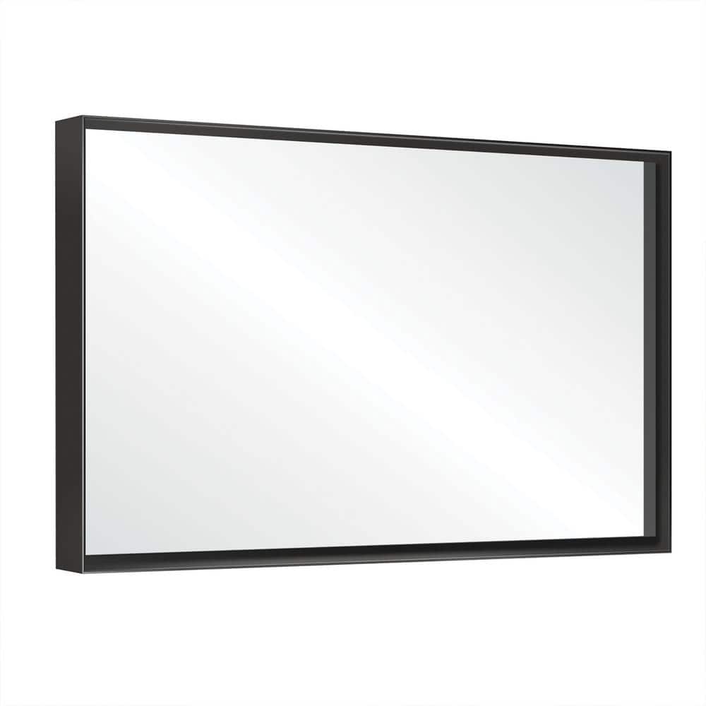48 in. W x 30 in. H Rectangular Framed Wall Mounted Bathroom Vanity Mirror in Black price history on PriceWatchPro