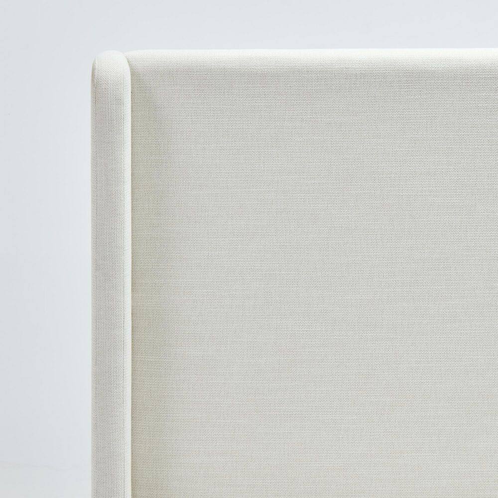 Kilby White Wood Frame King Size Platform Bed with Upholstered Wingback High Headboard Ivory - thumbnail 7