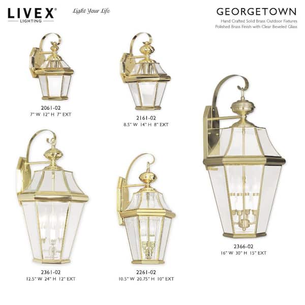 Livex Lighting Wall Mount 3-Light Polished Brass Outdoor Incandescent Wall  Lantern Sconce 2361-02 - The Home Depot