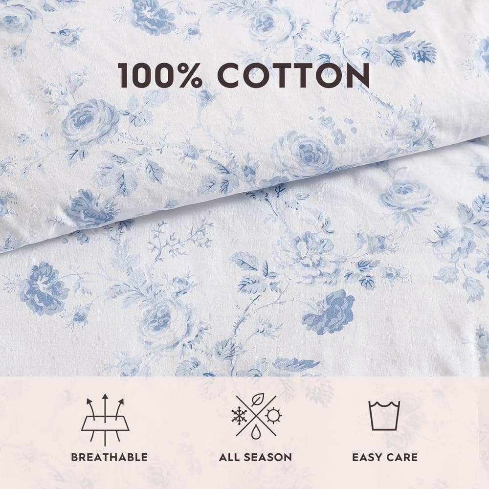Belinda Blue Reversible Cotton King Comforter Set