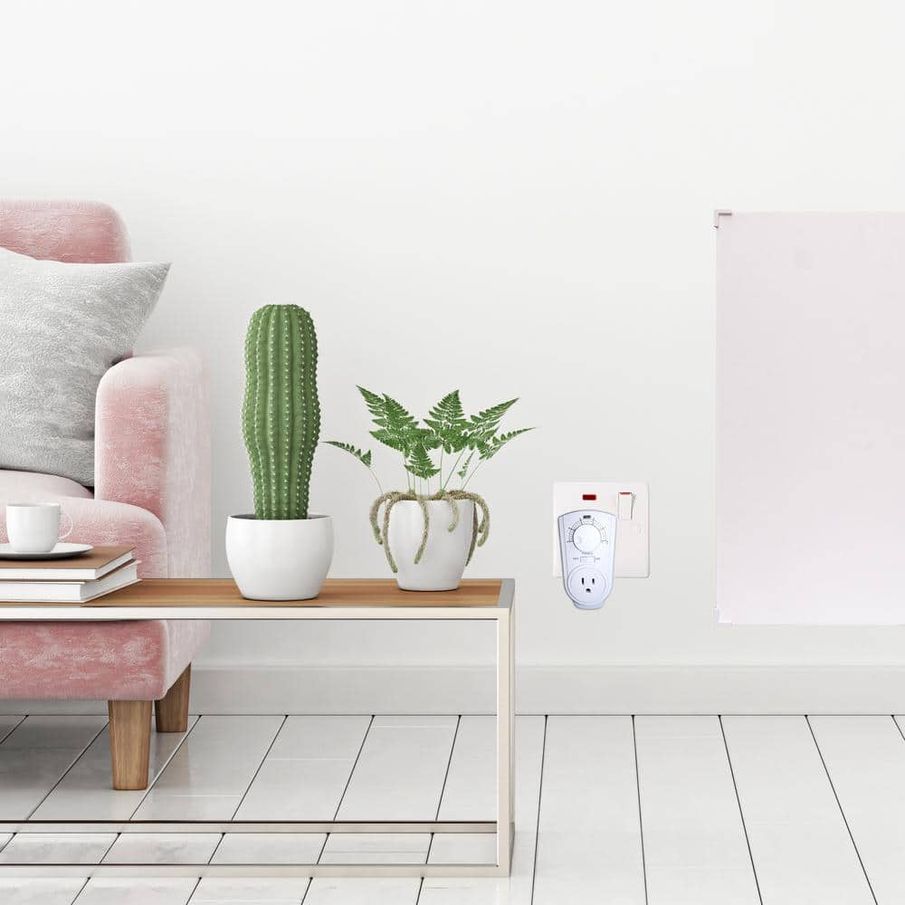 White Analog Plug-In Thermostat for Heating and Cooling