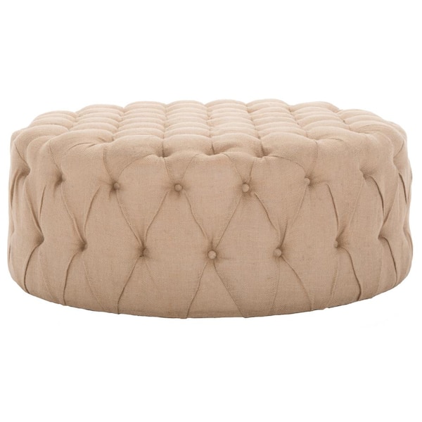 SAFAVIEH Charlene Beige Tufted Ottoman