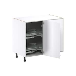 39 in. W x 34.5 in. H x 24 in. D Wallace Painted White Shaker Assembled Prem Pullout Blind Base Corner Kitchen Cabinet