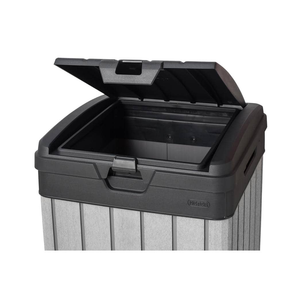 Gray Heavy Duty Plastic Outdoor Trash Can with Double Lid