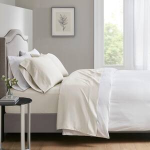 700 Thread Count 4-Piece Ivory Cotton Blend King Anti-Microbial Sheet Set
