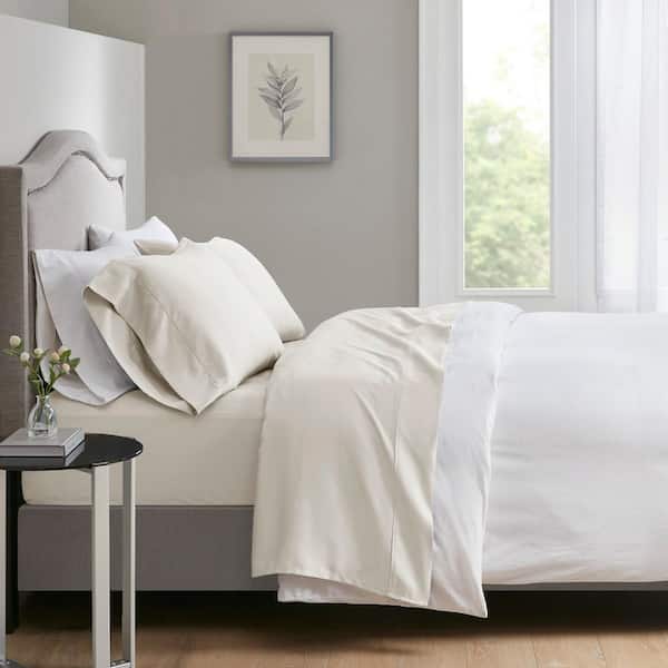 Beautyrest 700 Thread Count Cotton Tri-Blend 4 PC Sheet Set, Ivory, Queen