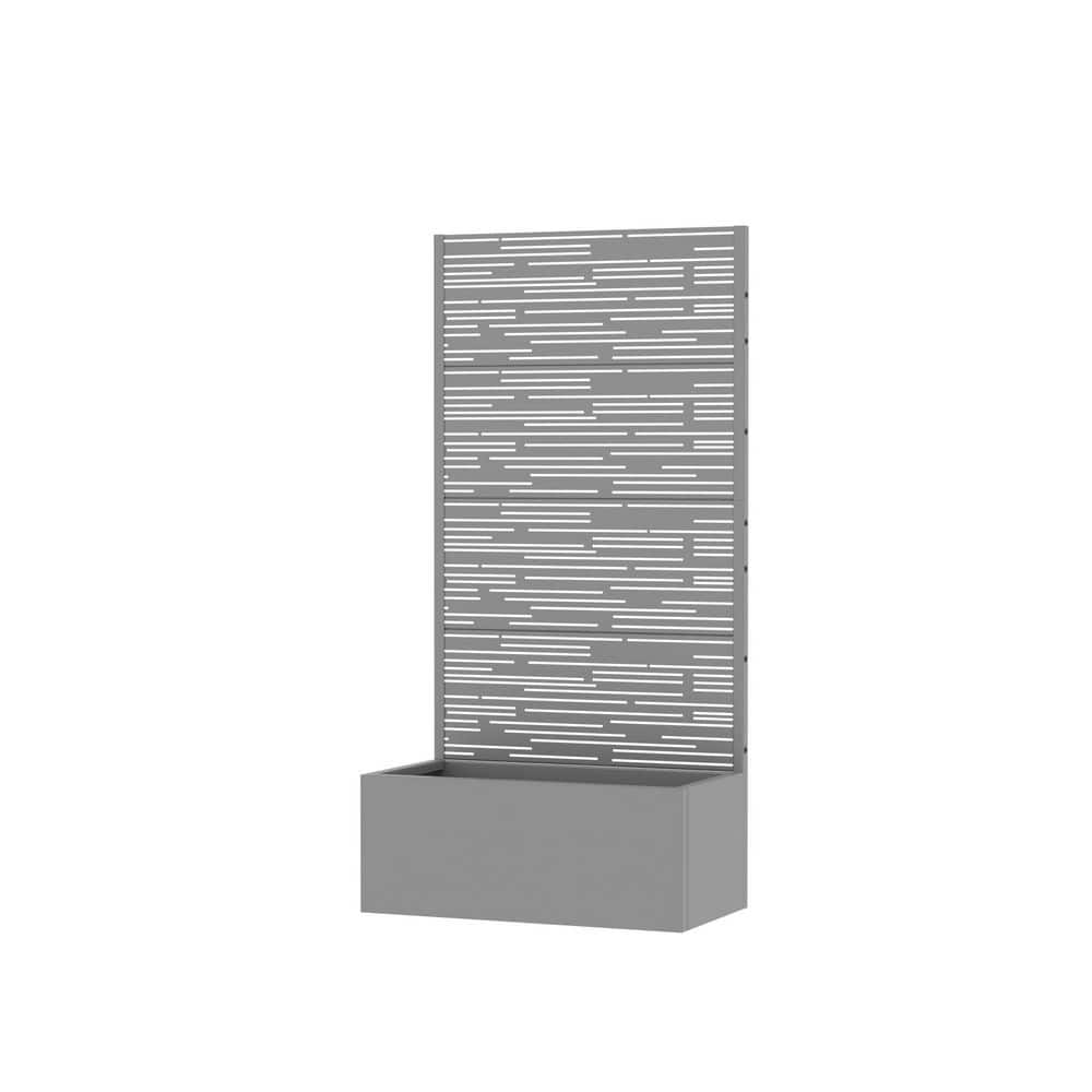 59 in. H x 29.5 in. W Metal Grey Rectangle Pots and Planter Raised Box with Trellis for Vine Climbing Plants price history on PriceWatchPro