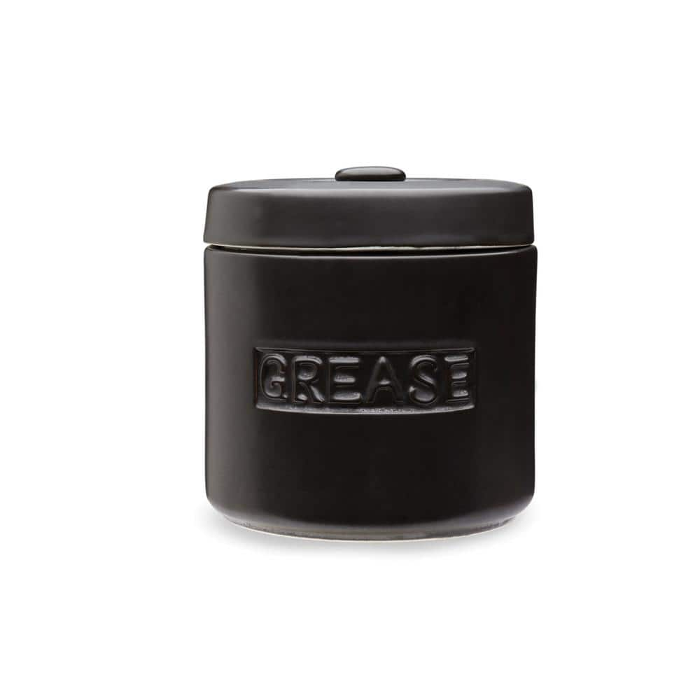 Fox Run Grease Container, Matte Black Porcelain