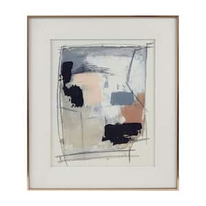 Abstract Reveal Neutral Framed Glass and Gallery Matted Wall Art 27.8 in. W x 31.8 in. H