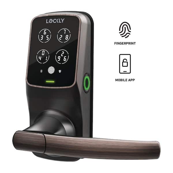 Lockly Secure Plus Venetian Bronze Smart Touchscreen Hack-proof Keypad Door Latch Lock with Biometric Fingerprint and Bluetooth