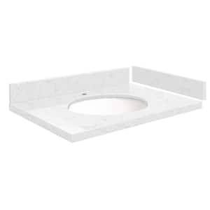 Silestone 28.5 in. W x 22.25 in. D Quartz Vanity Top in Statuario with White Round Single Sink