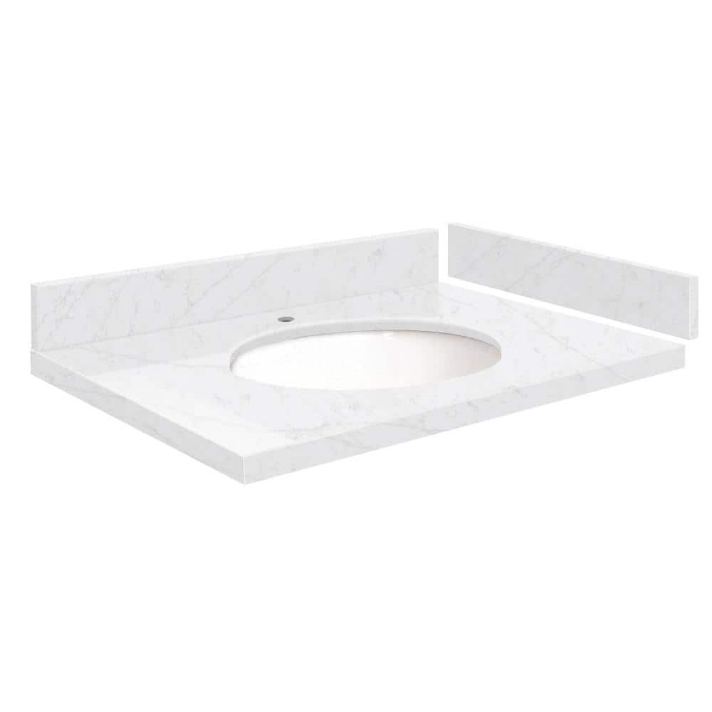 Silestone 30.75 in. W x 22.25 in. D Quartz Vanity Top in Statuario with White Round Single Sink price history on PriceWatchPro