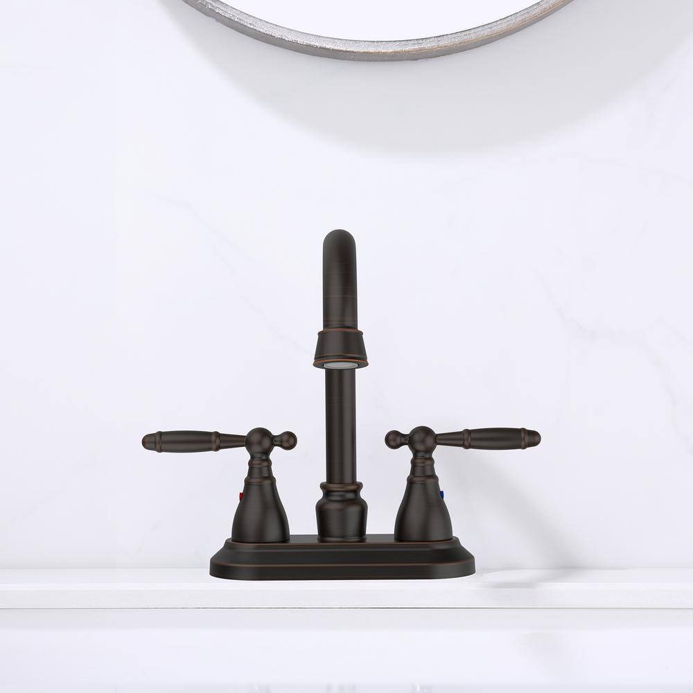 Oil Rubbed Bronze Double Handle Mid Arc Bathroom Faucet