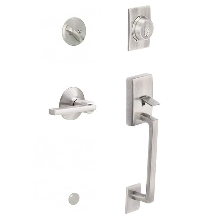 Schlage Century Satin Nickel Single Cylinder Door Handleset with Latitude Handle