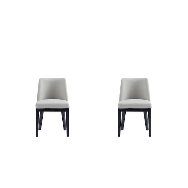 Manhattan Comfort Gansevoort Modern Stone Grey Faux Leather Upholstered Dining Chair (Set of 2)