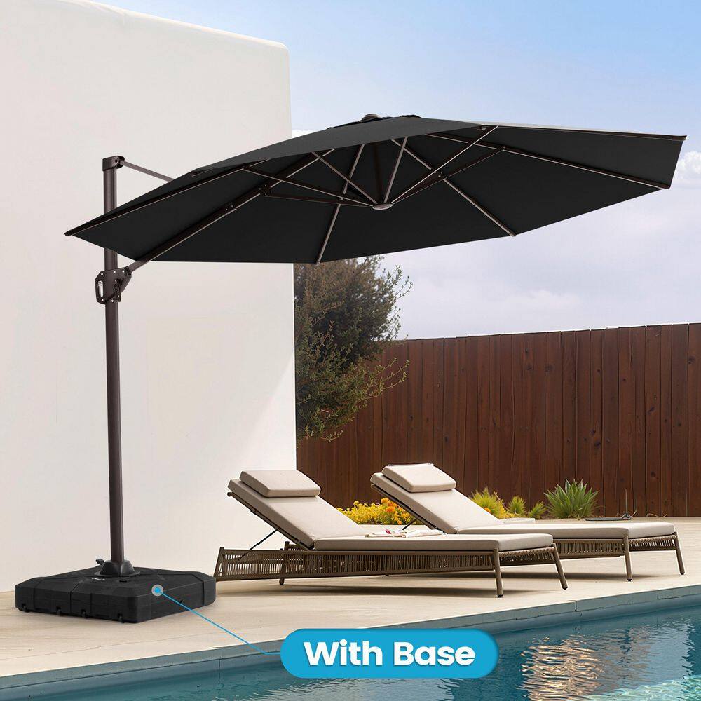 11 ft. Octagon Round 360° Rotation Cantilever Tilt Patio Umbrella in Black with 260 lbs. HDPE Base price history on PriceWatchPro