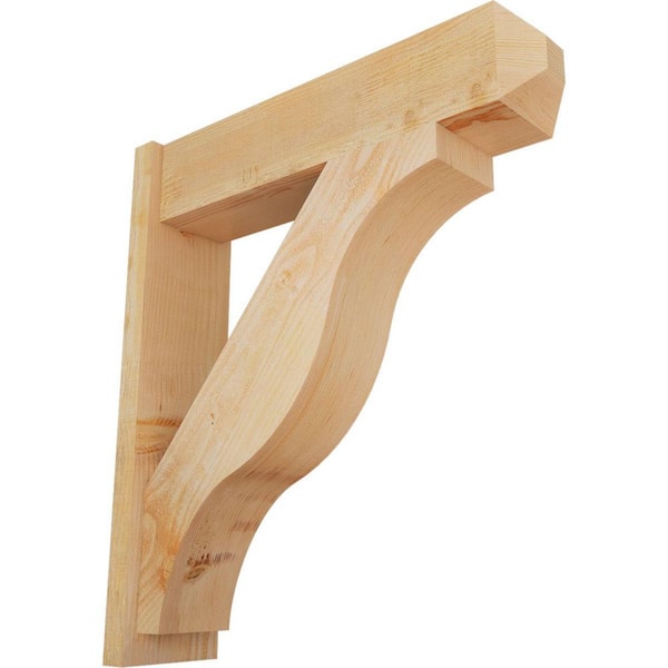 Ekena Millwork 8 in. x 36 in. x 32 in. Douglas Fir Fuston Craftsman Rough Sawn Outlooker