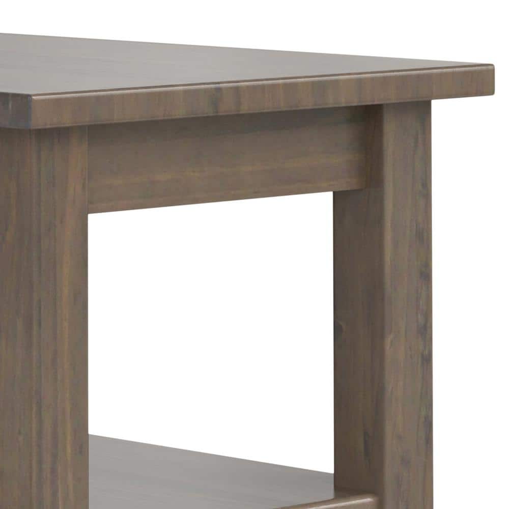 Lev Smoky Brown Solid Wood Narrow End Table with Storage