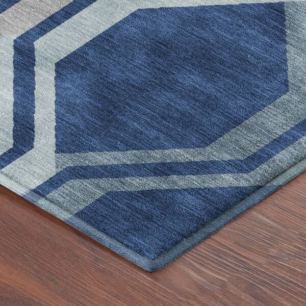 Mayfield Premium Machine Washable Abstract AMF2326 Navy 10 ft. x 14 ft. Area Rug