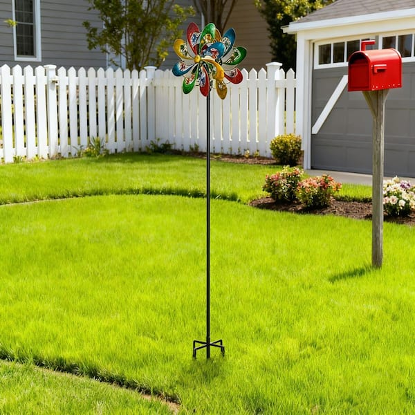 Wind Spinner with 360-Degree Rotation and Ground Stakes for Garden, Colorful