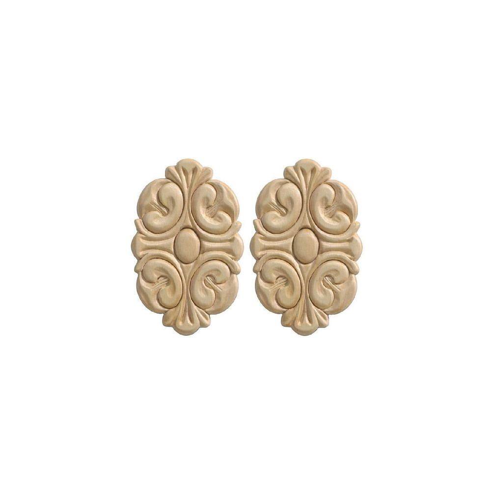 Unfinished Birch Wood Scroll Applique Set for Interior Decor