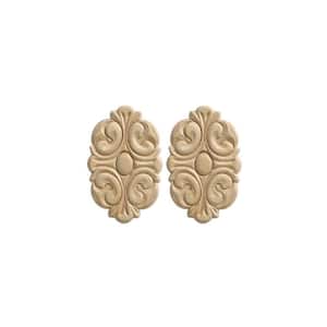 9/32 in. x 3-1/2 in. x 5-1/2 in. Wood Birch Acanthus Rosette Ornament Moulding (2-Pack)