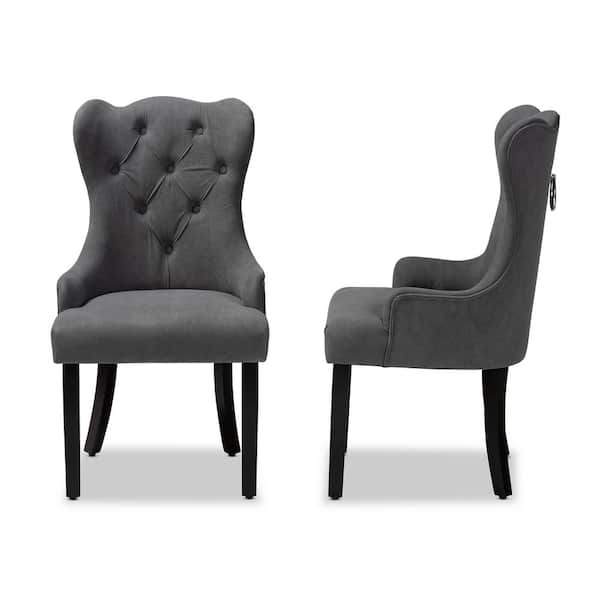 Baxton Studio Fabre Grey and Dark Brown Dining Chair Set of 2