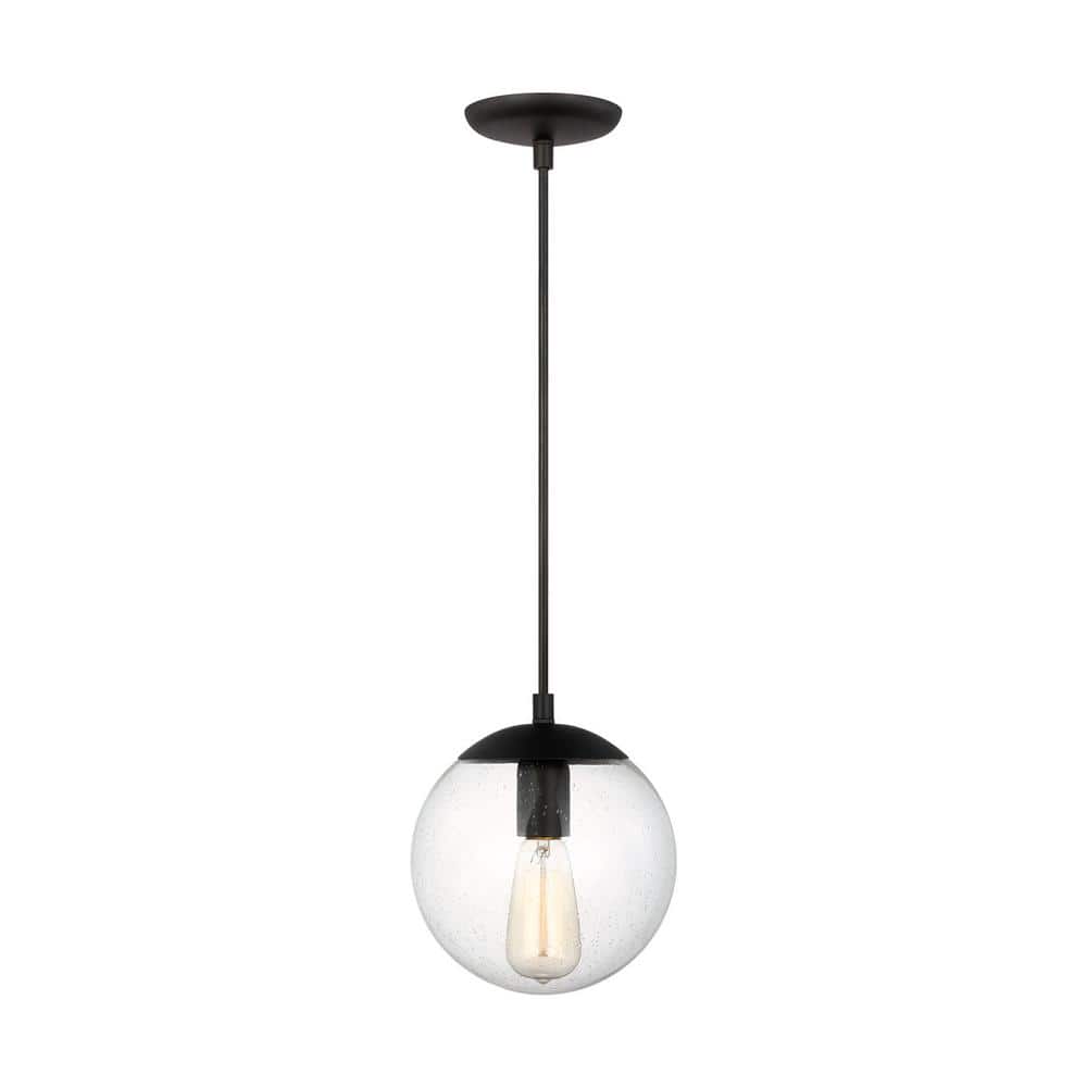 Leo Hanging Globe 8 in. 1-Light Midnight Black Pendant Light with Clear Seeded Glass Shade price history on PriceWatchPro