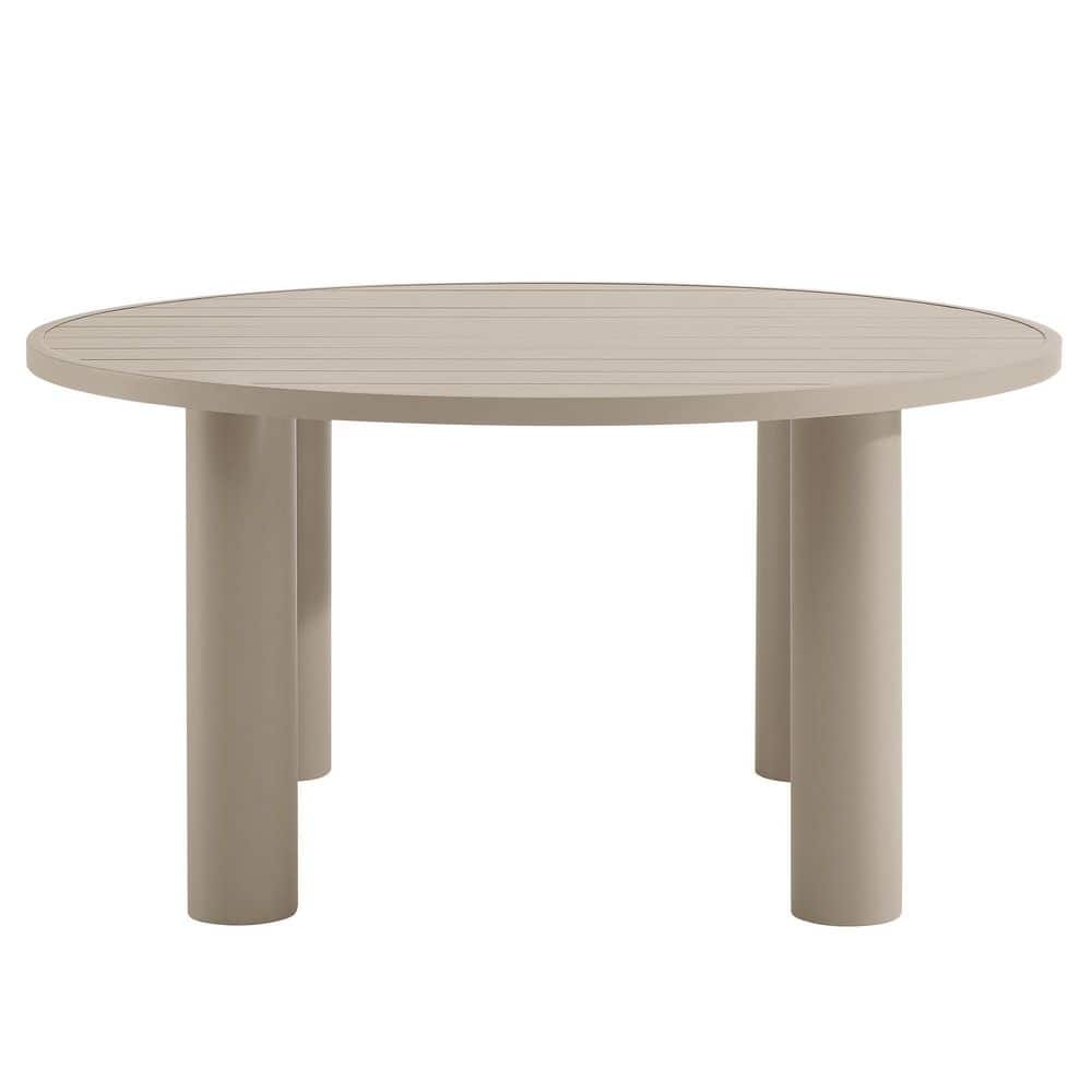 Nautica 60" Round Beige Aluminum Outdoor Dining Table