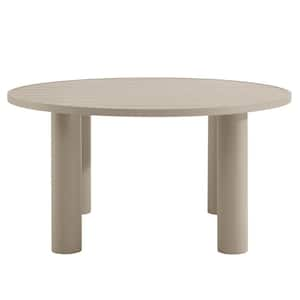 Nautica 60 in. Round Metal Outdoor Patio Dining Table in Taupe