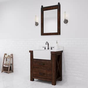 Paisley 31 in. W x 22 in. D Vanity in Rustic Sienna with Marble Vanity Top in White with White Basin and Mirror