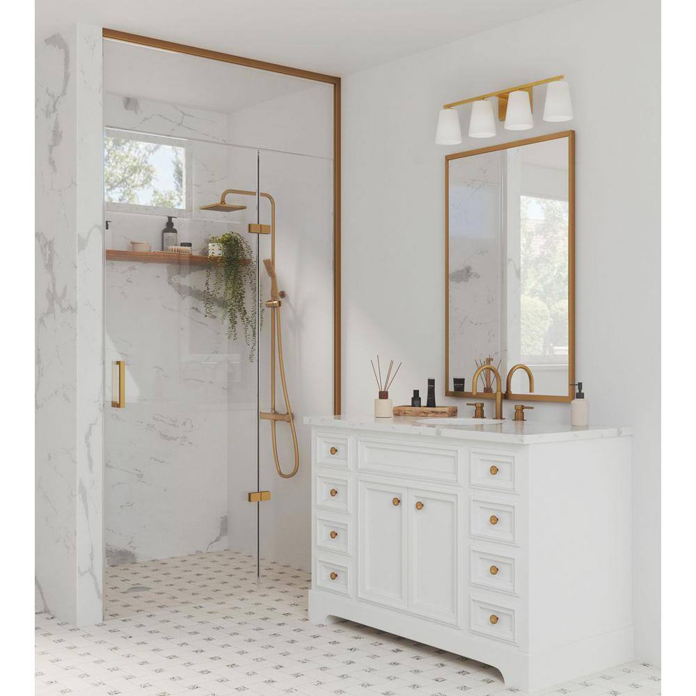 Brushed Gold 4-Light Dimmable Bath Vanity Fixture