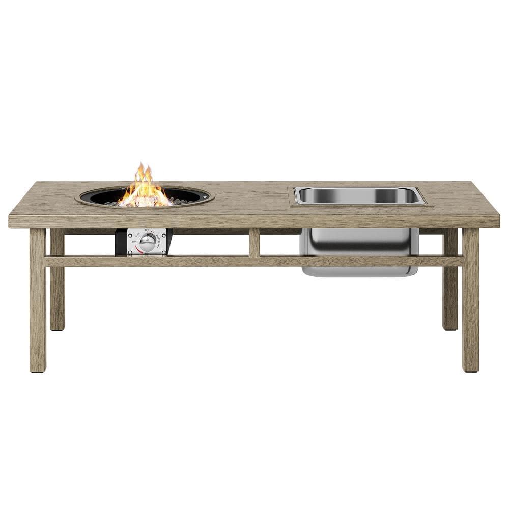 Stainless Steel Ice Tub Aluminum Rectangle Fire Pit Table Gas Propane Outdo