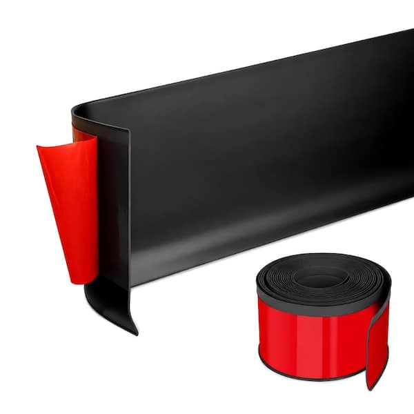4 in x 20 ft Black Vinyl Wall Base Molding Trim Self Adhesive Flexible Rubber Peel and Stick Baseboard