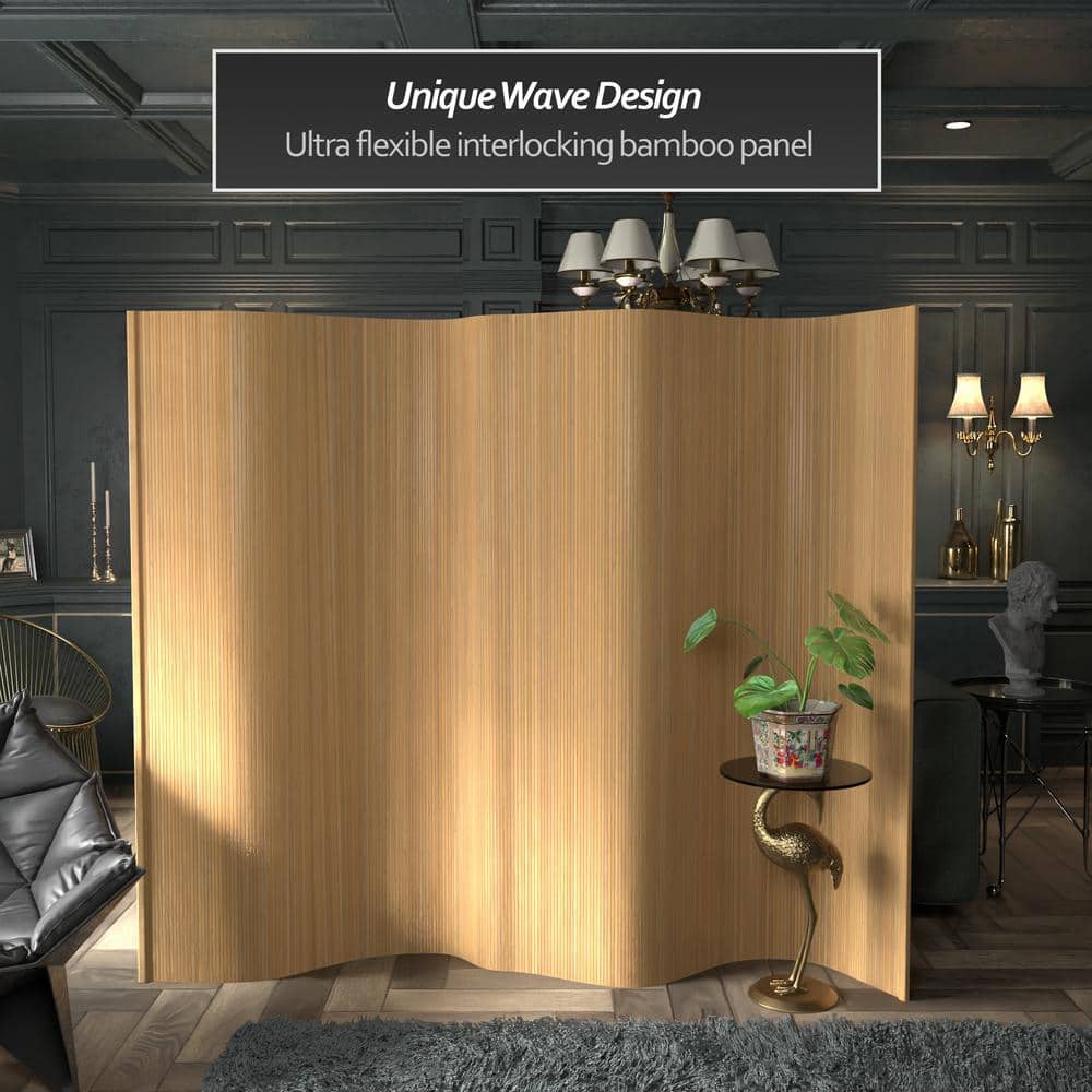 Honey Bamboo Wave Folding Room Divider