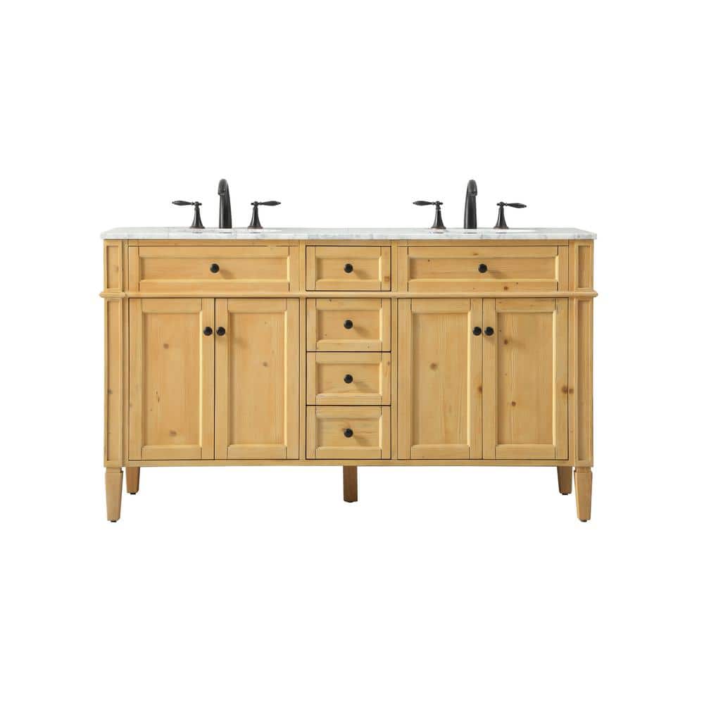 Timeless Home 60 in. W x 21.5 in. D x 35 in. H Double Bathroom Vanity in Na