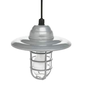 Farmers 1-Light Gray Outdoor Hanging Sconce with 10 in. Reflector and 6 ft. Cord