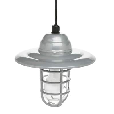 Farmers 1-Light Gray Outdoor Hanging Sconce with 10 in. Reflector and 6 ft. Cord