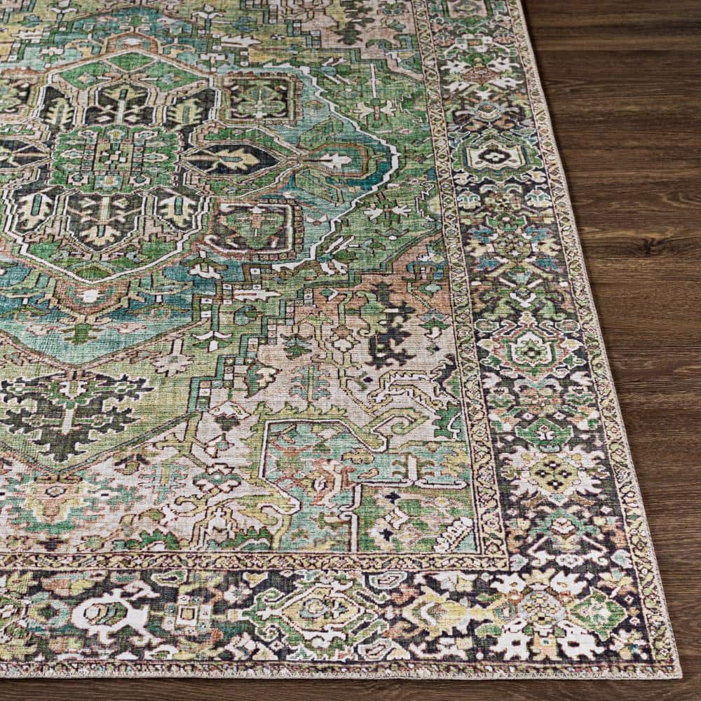 Iris Dark Green Synthetic Flat Woven 5' x 7' Area Rug