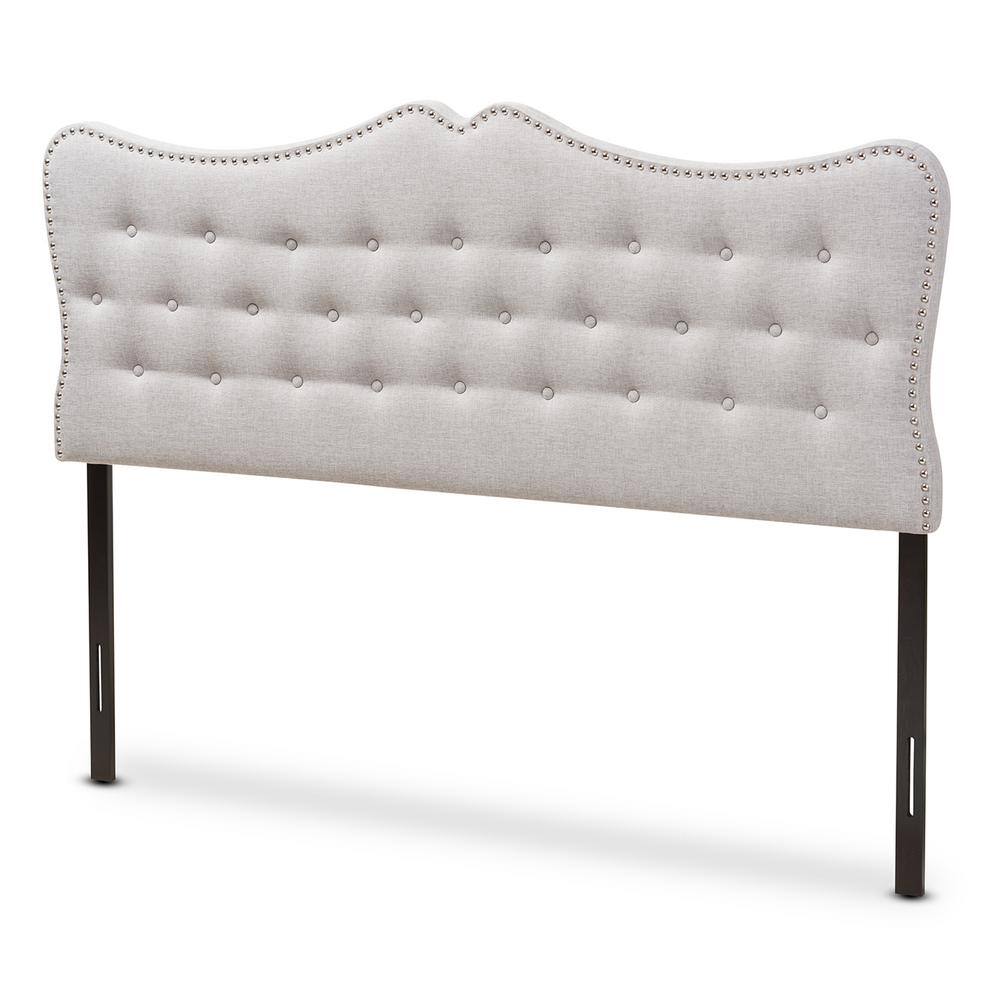 Beige Tufted Upholstered Queen Headboard with Wood Frame